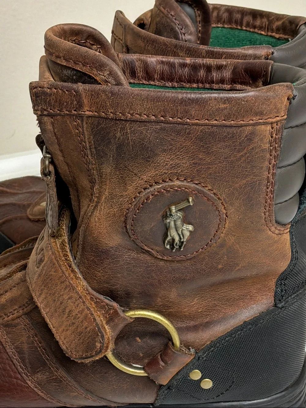 Polo Ralph Lauren Conquest Hi lll Duck Boots Zip 7.5 D Brown Leather Men's Boots